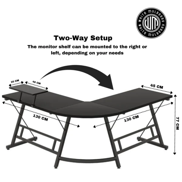 Detail View of Headphone Holder on White Mulberry L-Shape Desk